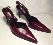 VERGELIO Scarpe donna capretto bordeaux punte affilate Misura 38 VINTAGE usate  