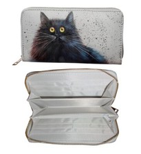 Portafoglio con Gatto Nero Donna. Kim Haskins Art (pittrice Inglese)