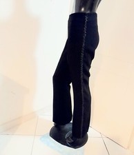 ADELE FADO Pantaloni neri paillette laterali TG.M  misto viscosa,vita medio/alta