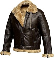 Men's Vintage Real Goat Leather Aviator & Bomber Flight Jacket Brown Men's Jacke