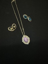 kit gioielli stile vintage,orecchini argento e collana cameo sintetico