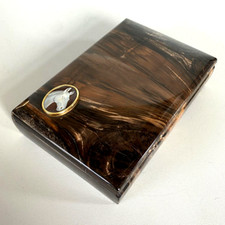 SCATOLA VINTAGE LUXURY BOX PIETRE DURE COPERCHIO CERNIERA CAMEO CORNICE ORO '60