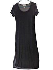 Maxi abito Cassini donna M nero velluto elasticizzato spacco laterale gotico vintage anni 90