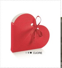Cuore ROSSO 14 cm cartoncino portaconfetti BOMBONIERA LAUREA nastro escl 0L3E