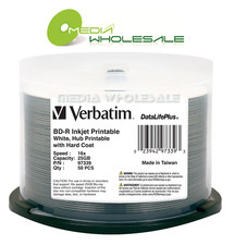 50 VERBATIM Blu-Ray 16X BD-R 25 GB DataLifePlus hub a getto d'inchiostro bianco stampabile 97339