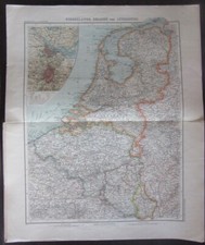 Cartina Geografica 1902 Stielers Hand-Atlas Nr.40 Niederlande Belgien vv80