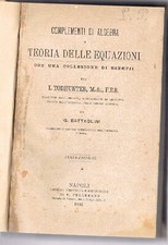 TEORIA DELLE EQUAZIONI   I.TODHUNTER  PELLERANO 1882 #5325