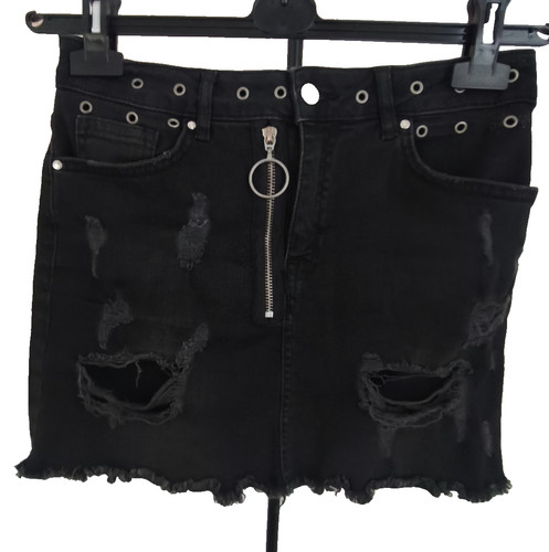 Y2k jeans minigonna nera - jeans, s