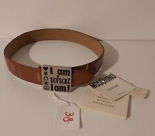 MOSCHINO I AM WHAT I AM! WOMAN LEATHER BELT COLOR CARAMEL SIZE IT 38 DEAD STOCK