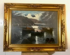 Quadro olio su tela firmato Mario Galanti "Marina Notturna"