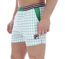 FILA Vintage Borg (Brookes) Rétro Tennis Pantaloncini - Bianco/Verde -