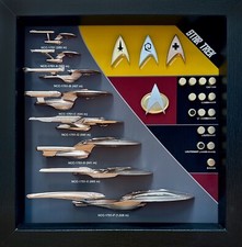 Ship & Combadge Display Shadow Box Star Trek, Enterprise, grande *fatto da fan*, con G