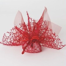 10 PEZZI Velo Organza Quadro ROSSO con Rete Spider e Tirante Nascita 092D