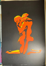 FLAMING LOVE POSTER VINTAGE ANNI 70 BLACKLIGHT HEADSHOP di Warren Dillon - BELLO!