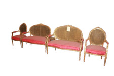 Salotto Francese Stile Luigi XVI Dorato Foglia Oro 2 Divani 2 Poltrone del 1800