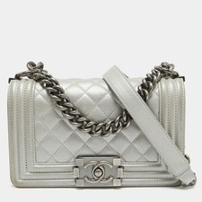 Chanel Grey Quilted Leather