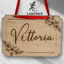 Targa in legno con Nome personalizzata - Incisione E taglio laser