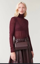 Pochette COS Borgogna Autentica Pelle Premium Geometria