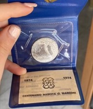 MARCONI 500 LIRE 1974 ARGENTO SILVER FIOR DI CONIO FOLDER E CERTIFICATO UNC