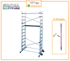 Trabattello due alzate in alluminio PINNA CLIC Facal.Con ruote, ponteggio mobile