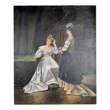 Quadro Dipinto a Mano Olio su Tela 50x60 cm Made in Italy Le Due Donne