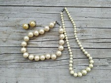 BIGIOTTERIA AMERICANA-LOTTO COLLANE+ ORECCHINI CLIPS - PERLE - VINTAGE- ORO