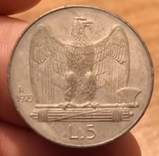 Moneta lire 1929 aquilotto - 5, 1