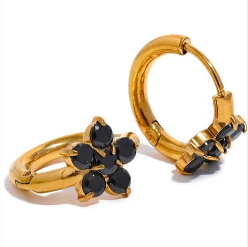 Orecchini cerchio con fiore - orecchini,