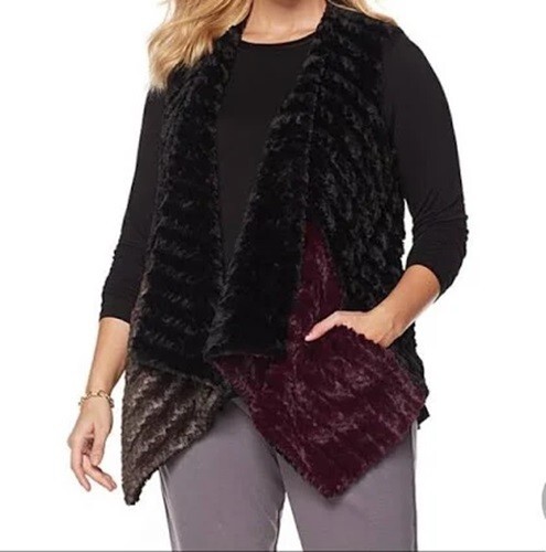 Gilet drappeggiato pelliccia - gilet,