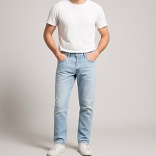 Jeans di sicurezza vintage Fiorucci Made in Italy lavaggio leggero Y2K bottone mosca 34 denim