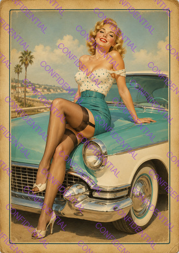 Poster pin ragazza - up, auto