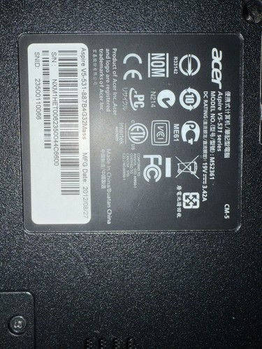 Acer aspire 531 - acer, v5-531