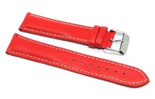 Cinturino orologio vera pelle rosso cuciture a contrasto 20mm tipo breitling pan