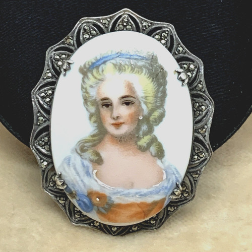 Spilla medaglione porcellana - spilla,