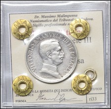 Regno d'italia 1 Lira 1916 SPL Argento Vittorio Emanuele III monete  Periziate