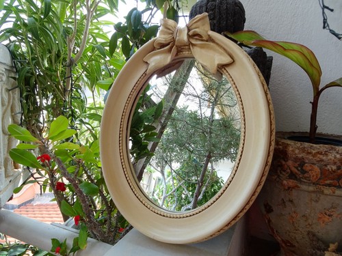Specchio ovale vintage legno - specchio, vintage,