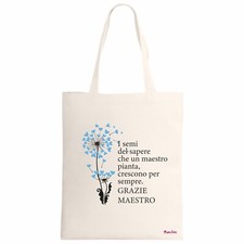 borsa ecru scritta grazie