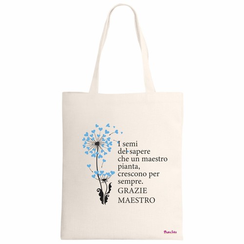 Borsa ecru scritta grazie - borsa,