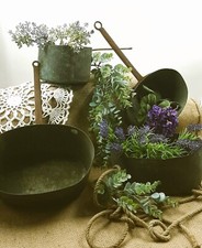 Lotto di 5 pentolini in rame e metallo vintage