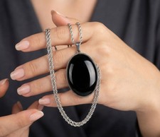 Collana cabochon ossidiana - collana,