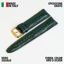 CINTURINO OROLOGIO ARTIGIANALE MADE IN ITALY VERA PELLE VERO SQUALO 15MM VERDE