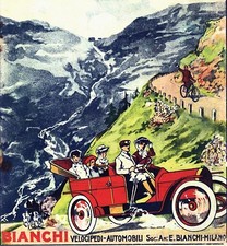 PUBBLICITA'  1908 AUTO BICI EDOARDO BIANCHI MILANO MONTAGNA SALITA  SCAMPAGNATA