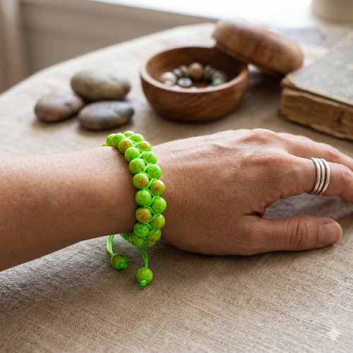 Bracciale filo macramè - , verde
