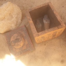 Rara antica scatola ushabti legno egizio egizio 2 servitori ushabti minions 2480 a.C.