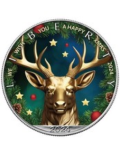 RENNA DI NATALE 1 oz moneta argento 1$ USA 2024