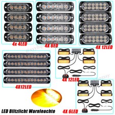 4 x LED lampeggiatore anteriore auto arancione luce flash luce di avvertimento camion luce stroboscopica 12 V 24 V