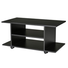 HOMCOM Mobile TV Design Moderno in Legno con Ruote e Ripiani 80x40x40cm Nero