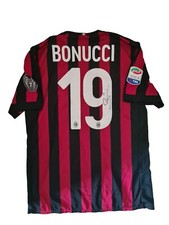 maglia calcio milan adidas bonucci 19 match worn signed