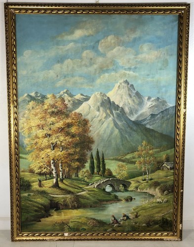 Antico grande quadro montagne - quadro,