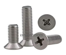 VITI M3 M4 M5 M6 IN ACCIAIO INOX PERNI TESTA SVASATA PIANA IMPRONTA CROCE DIN965